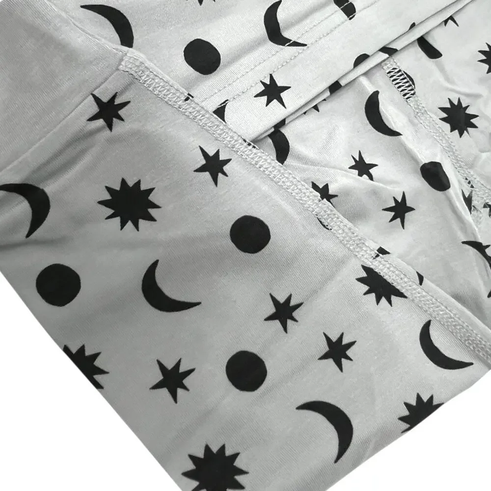 Hanna Andersson NWT HannaSoft Long Johns Stars & Moon Tonal on Grey. Size 4. PJs